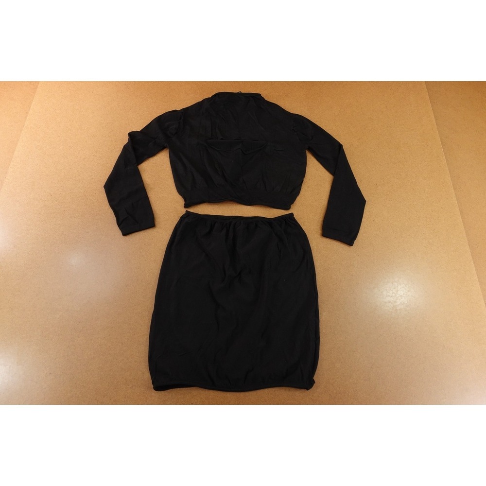 Pink Lipstick Womens 3X/4X Black Fitted 2 Piece Cut Out Crop Top Skirt Set New